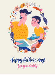 Happy father's day. Vector illustration, greeting card.
