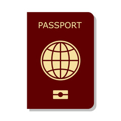 international passport red cover isolated on white background