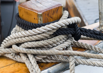 Fototapeta premium Rope on a ship deck