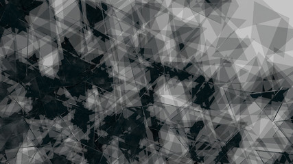 3D Render Black and White Triangle Glass Background