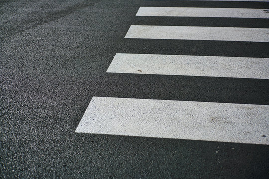 High Angle View Of Zebra Crossing On Road