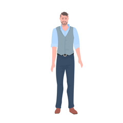 young man in casual clothes male cartoon character standing pose full length vector illustration