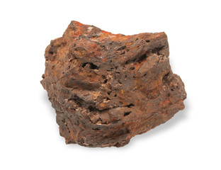 Goethite mineral with on white background