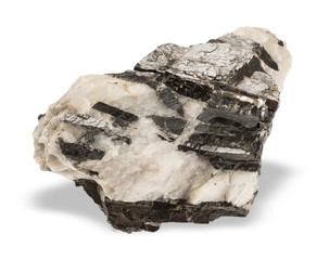 .Mineral wolframite on white background
