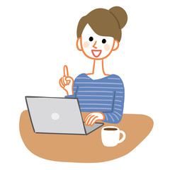 Illustration of a woman doing desk work at home