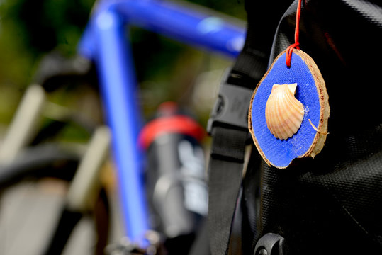 Bicycle and shell Camino De Santiago