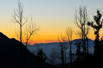 very beautiful natural scenery in the tourist area of BROMO - TENGGER, with a volcano that is well known throughout the world, namely BROMO MOUNTAIN