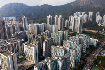 Top view of Hong Kong city