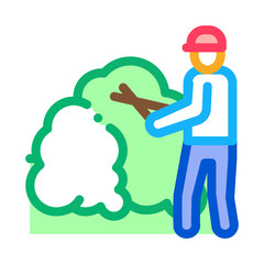 gardener with secateurs icon vector. gardener with secateurs sign. color symbol illustration