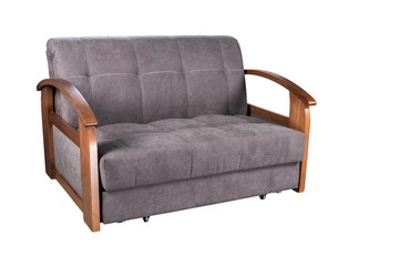 gray sofa in different positions isolated on white background