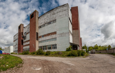 Fototapeta na wymiar Panorama of an old beautiful abandoned factory