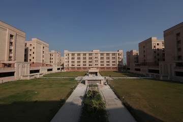 New Delhi, Delhi/India- May 20 2020: Multistorey buildings of the residential quarters.