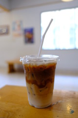 iced caramel macchiato on the table