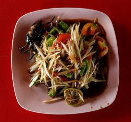 Papaya salad street food thailand