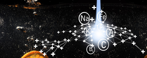 Water drops on ripe sweet orange. Fresh mandarin background with copy space for your text....