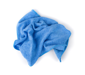 Blue Microfiber Cleaning Cloth Isolated on White Background