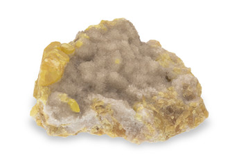 .Mineral sulfur on white background