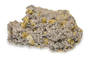 .Mineral sulfur on white background