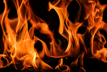 Fototapeta premium Flames of fire on a black background. The mystery of fire.