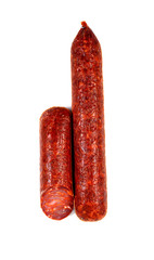 .Piece of chorizo ​​on white background