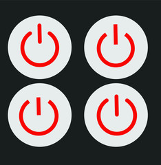 set of red and white buttons