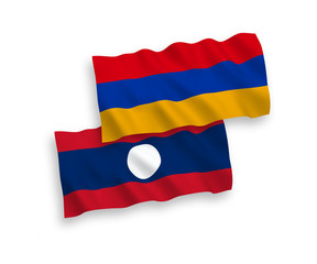 Flags of Armenia and Laos on a white background