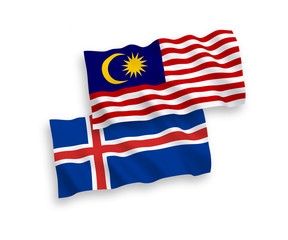 Flags of Iceland and Malaysia on a white background