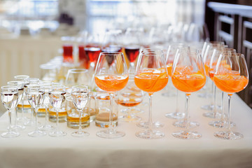 Cold alcohol cocktails on the party