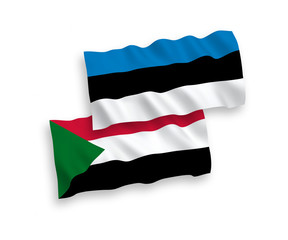 Flags of Sudan and Estonia on a white background
