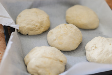 Fototapeta na wymiar Preparation of dough, baking, food.