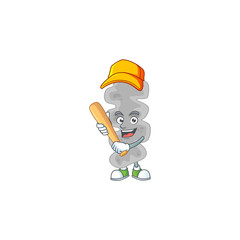 cartoon design concept of leptospirillum ferriphilum playing baseball with stick