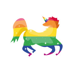 gay pride unicorn on white background