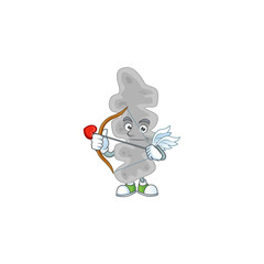 mascot design concept of leptospirillum ferriphilum cute Cupid with arrow and wings