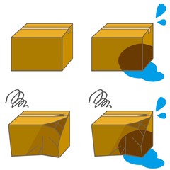 綺麗な段ボール箱と、破損・水濡れのセット