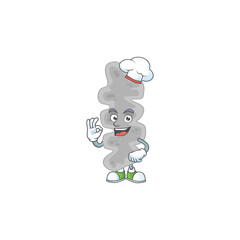 Leptospirillum ferriphilum chef cartoon drawing concept proudly wearing white hat