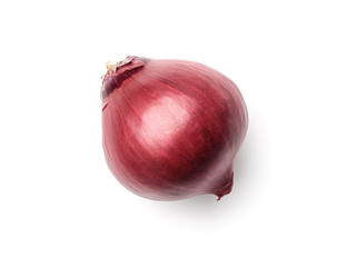 Red onion isolated on white background. Top view