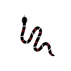 Striped snake, serpent vector icon. Abstract snake as symbol of rebirth and transformation.