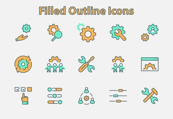 Set of Settings and Setup Vector Line Icons. Contains such Icons as Gear, Setting, Control, Iinstall, Options, Service, and more. Editable Stroke. 32x32 Pixels.