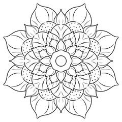 Circular Flower Mandala with vintage floral style, Vector mandala Oriental pattern, Hand drawn decorative element. Unique design with petal flower. Concept relax and meditation use for page logo book