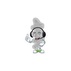 Leptospirillum ferriphilum cartoon character style speaking with friends on headphone