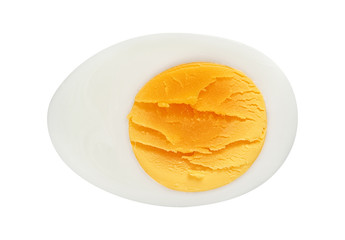 Cross section of a boiled egg top view with clipping path