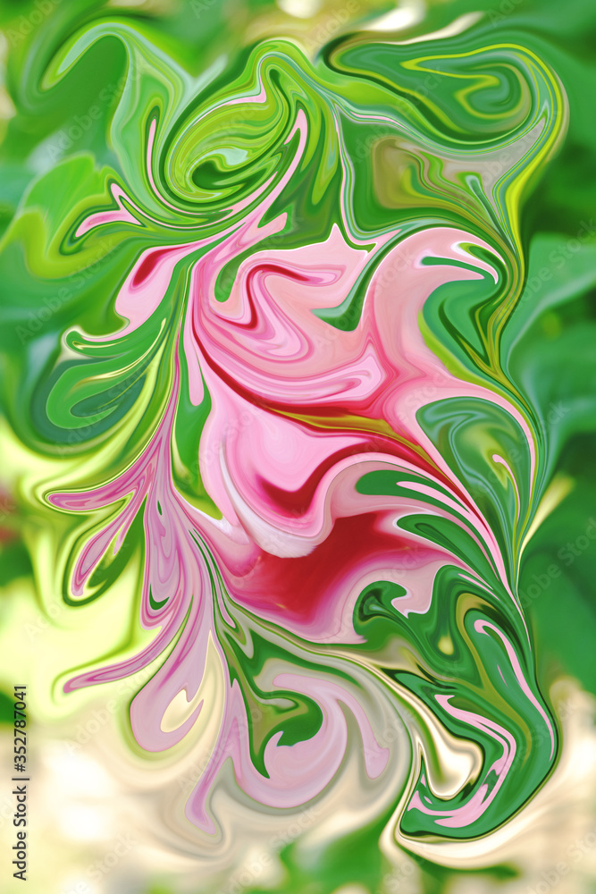 Poster abstract color background in impressionism style of multicolored liquid colors. liquid marble textur