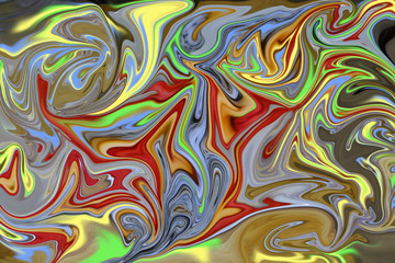 Abstract color background in impressionism style of multicolored liquid colors. Liquid marble texture, waves Swirl pattern . Modern design. Psychedelic wallpaper or for web .