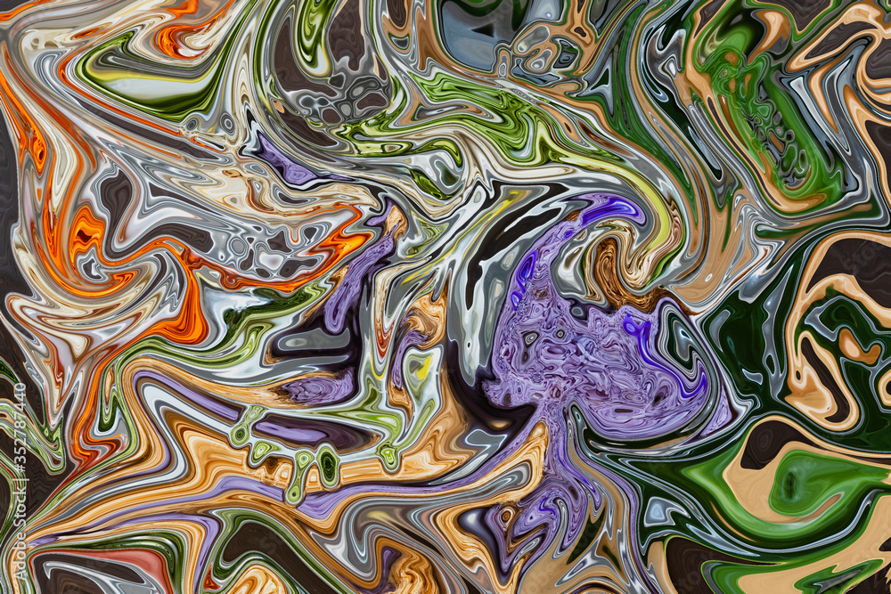 Poster abstract color background in impressionism style of multicolored liquid colors. liquid marble textur