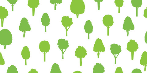 Seamless pattern from green trees. Ecological concept and environment conservation. Isolated on a white background.