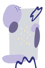 Cute bright seamless vector patterns with different elements. Purple abstract texture with abstract shapes. Background in the style of Art Nouveau and minimalism