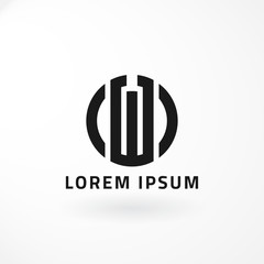 Vector Logo - Monogram Design with Combination Letter W in Line Circle - Lettermark Style Logo