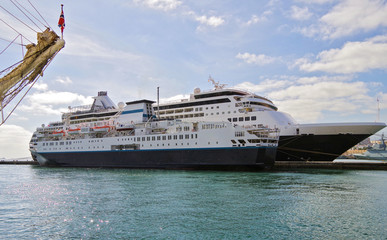 Dream vacation in the Mediterranean on luxury Holland America Line cruiseship or cruise ship liner...