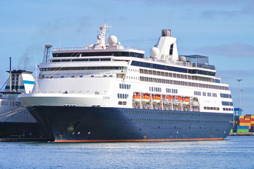Dream vacation in the Mediterranean on luxury Holland America Line cruiseship or cruise ship liner...