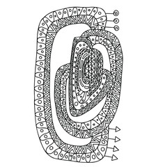 Coloring book page. Ethnic style. Line art. Creative abstraction. Decorative hand drawn element. Vector EPS 10.